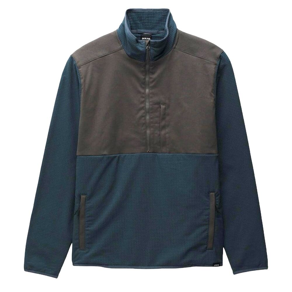 prAna Gridlocked 1/2 Zip Fleece XL NWT Teal Gray Stretch Zion Hiking Pullover